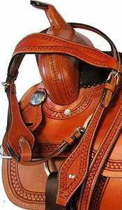 Vente la plus chaude selle occidentale en cuir naturel véritable sculpture à la main avec selle en daim marron avec raccords - Product Image 5