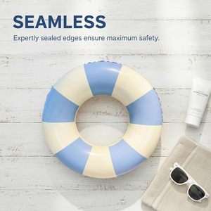 <b>Inflatable</b> Swim Ring Set Blue & White Thickened PVC Pool <b>Float</b> Tube for Adults & Kids Durable Swimming Ring for Beach Pool - Product Image 3