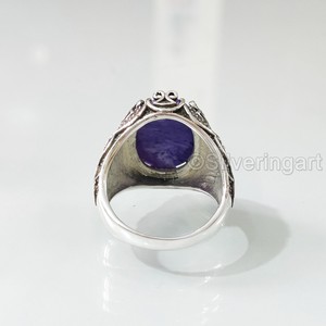Anillo de Piedra Natural para Hombre, Piedra Preciosa de Charoita Natural, Todos los Tamaños, Joyería de Aniversario Otomano, Anillo de Plata de Ley 925 - Product Image 6