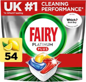 Pastillas para Lavavajillas Fairy Platinum Plus Todo en Uno, Limón, 54 Pastillas, Elimina la Opacidad y Previene el Calcário - Product Image 5