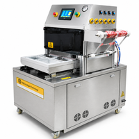 Automatische traysealmachine, MAP vacuümverpakkingsapparatuur voor vlees, fruit, kant-en-klare maaltijden, plastic doosjes.