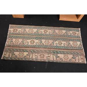 Alfombra de pelo medio ecológica de lana de retazos verde Beige clásica 2,1X4,1 pies diseño turco Aubusson comedor rectángulo de látex - Product Image 3