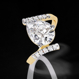 Anillo de Diamante Cultivado en Laboratorio con Certificación IGI de 2.50 Quilates, Corte Pera, con Banda de Oro Trenzada, Regalo de Compromiso - Product Image 6