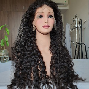 100% pelucas de cabello humano vietnamita crudo rizado birmano con extensiones de doble dibujado de encaje Frontal HD en estilo recto de onda profunda - Product Image 1
