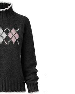 Manufacturer Custom Premium <b>Men</b> <b>Turtleneck</b> Argyle Knit <b>Sweater</b> Soft Warm Winter Pullover Casual Fashion Top Brown Blue Color - Product Image 4