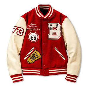 2025 New Design Men's Winter Hip Hop Thin Hooded Windproof Oversize Baseball Varsity <b>Jacket</b> Premium Quality Chenille <b>Patches</b> - Product Image 5