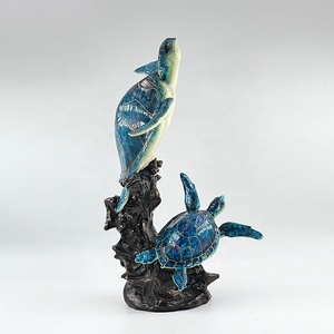 Statue de Queue de Baleine en Polyrésine, Sculpture de Tortues Marines et Trois Dauphins, Décoration Nautique d'Animaux Marins pour Table, Ornements - Product Image 6