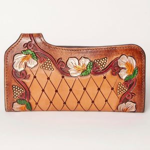 New Hand Tooled Carving <b>Coin</b> <b>Purses</b> Stylish Multi Uses Western Leather Zipper <b>Coin</b> <b>Purses</b> Hot Selling for Women - Product Image 4