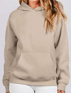 Pull-over surdimensionné anti-rides imprimé sur le devant pour femmes pull en polaire à capuche à manches longues 100% coton doublé pour l'automne - Product Image 5