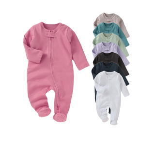 Mameluco de bebé de alta calidad, mono de algodón orgánico con cremallera para bebés a precio mayorista - Product Image 1