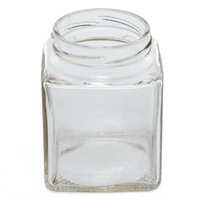 Toples Kaca Persegi 7 oz dengan Tutup Plastik untuk Kemasan Kue, Acar, Permen, Kosmetik, Jelly, Madu, Selai 50ml 120ml 150ml 200ml 250ml