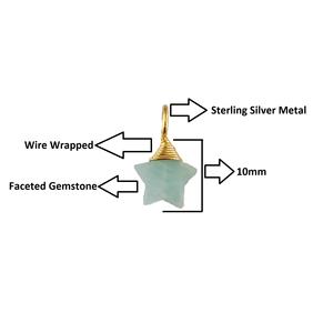 โรสควอตซ์พลอย10มม. ลวดพันดาวต่างหูจี้ห้อยรูปเงินสเตอร์ลิงสีทองประดับอัญมณีทำเครื่องประดับหัวใจขายส่ง - Product Image 3