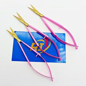 Tijeras de Manicura Curvas y Afiladas de Color Rosa con Hojas Doradas, Tijeras de Acero Inoxidable para Cutículas de Uñas - Product Image 4