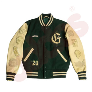 Veste OEM personnalisée en cuir de cheval manches patch chenille broderie et lettrage varsity letterman pour hommes - Product Image 3