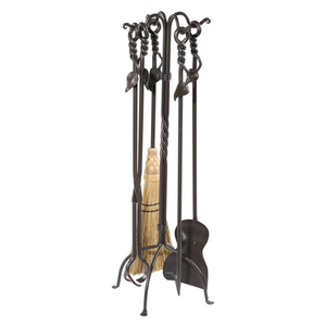 Indoor & Outdoor Fireplace <b>Tools</b> <b>Sets</b> Black Handle Wrought Iron Large <b>Fire</b> <b>Tool</b> <b>Set</b> and Holder Outdoor <b>Fire</b> Pit Stand - Product Image 5