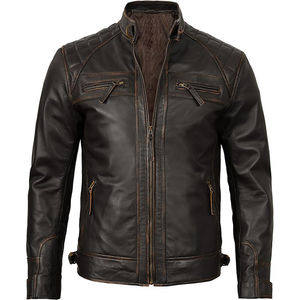 Blouson de moto en cuir pour homme, col montant, respirant, séchage rapide, tendance mode, style urbain, vente en gros 2026 - Product Image 1