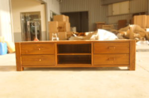 Soporte de TV de teca moderno nórdico con 4 cajones, muebles de sala de estar de madera de estilo de diseño chino para el hogar o el Hotel - Product Image 6