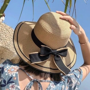Sombrero de Paja con Lazo Popular para Mujer, Sombrero de Protección Solar para Playa de Verano, Sombrero de Paja Versátil Informal para Exteriores - Product Image 3