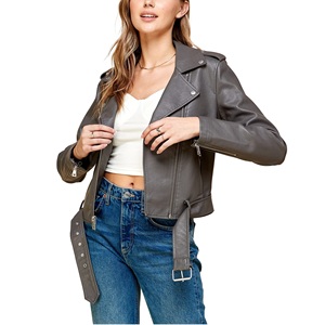Veste en cuir pour femmes de conception de vente chaude unique Veste en cuir solide pour femmes et filles Vestes de logo de conception OEM - Product Image 4