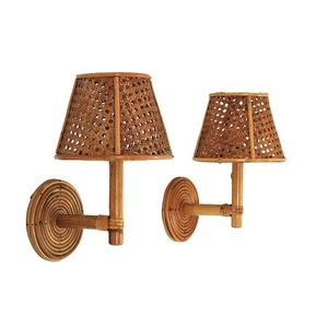 Lustre en rotin et fer de style vintage, fait main, personnalisable, lampe LED pour sol et mur, pour restaurant, bar, salle à manger - Product Image 1