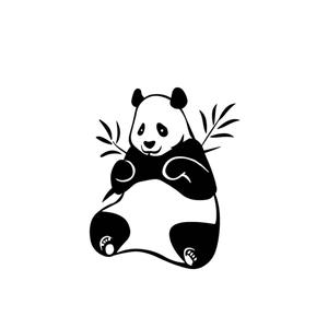 Simpatico Panda che mangia decorazioni murali in bambù-Miyrem 40x48 cm