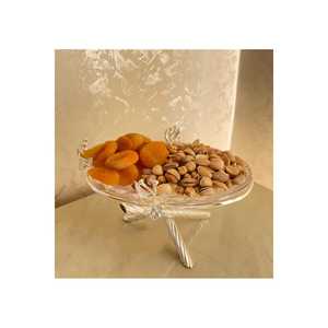 Ensemble de présentation alimentaire en verre à trois couches en laiton doré avec 3 plateaux de service en verre à deux couches et simples fabriqués en Turquie - Product Image 3