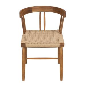 Chaise de salle à manger moderne en bois de teck massif avec siège en rotin tissé Mobilier d'intérieur pour appartement ou villa - Product Image 3