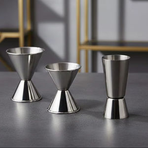 Dual-<b>Cup</b> Stainless Steel <b>Cocktail</b> <b>Measuring</b> Jigger Eco-Friendly Peg Measurer for Parties - Product Image 1