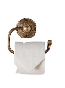 Porte-rouleau de papier toilette mural en fonte avec poignée en bois brun, design antique vintage durable - Product Image 6