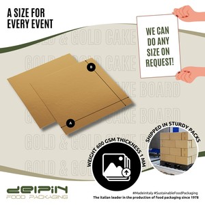 Plateau à gâteau carré en carton doré, jetable, en papier alimentaire solide, taille et couleur personnalisables - Product Image 4