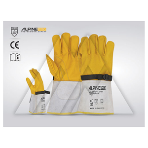 Guantes de protección para soldadura de cuero, resistentes al calor, antivibración, para adultos - Product Image 4