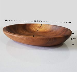 Plato ovalado de madera de acacia para servir pan de frutas y alimentos Uso versátil como elevador de masa y joyería o captura de monedas - Product Image 3