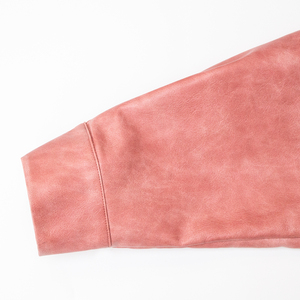 Fabricant de vestes en cuir sur mesure, veste bomber en cuir PU vintage rose occidental de luxe à fermeture éclair pour femmes - Product Image 6