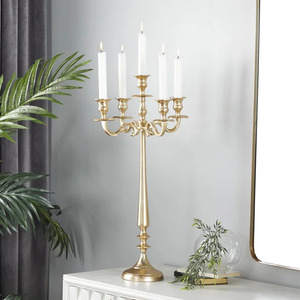 Nuevos candelabros decorativos de aluminio con cinco brazos, acabado dorado para eventos, fiestas, festivales, decoración, candelabros de suelo - Product Image 2