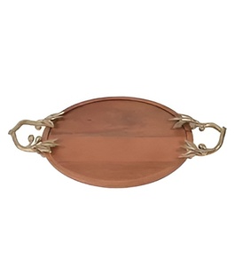 Plateau de service en bois attrayant forme personnalisée taille poignée en métal mariage événement assiette plat cuisine maison fête couleur personnalisée - Product Image 1