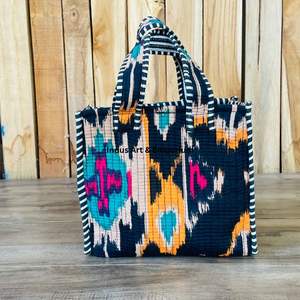 Sac fourre-tout mini réversible en coton matelassé imprimé à la main, écologique, durable, robuste, pour les courses - Product Image 1