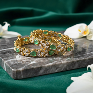 Green Polki Style Moissanite Bracelet & Bangle - Product Image 3