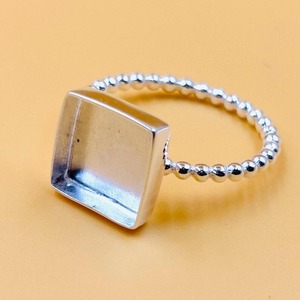 Ajuste de anillo de bisel cuadrado, Base en blanco de Plata de Ley 925 para cabujón de leche materna de resina, suministros de joyería de recuerdo DIY - Product Image 5