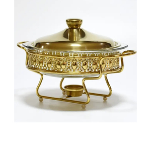 Plato de frotamiento de color latón Equipo de buffet Hotel Restaurante Equipo de cocina Gran capacidad Lomo de latón Rollo superior Logotipo hidráulico - Product Image 5