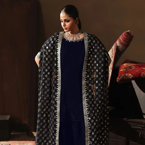Robe de soirée longue pour femmes, style musulman, asymétrique, coupe trapèze, ornée de perles, pour fiançailles et soirées, couleur naturelle - Product Image 1