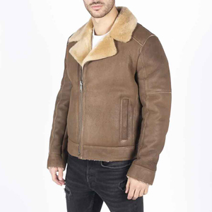 Vente en gros de blouson d'aviateur de haute qualité en laine véritable blouson d'aviateur d'hiver en peau de mouton en cuir véritable pour hommes - Product Image 3