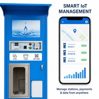 Distributeur d'eau RO commercial en libre-service à monnayeur, filtration 8 étapes, réservoir 200L, station d'eau potable purifiée