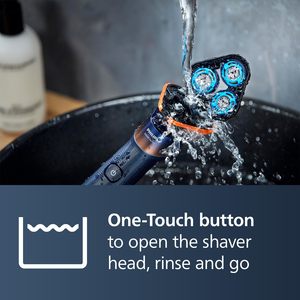 Rasoir électrique orange pour usage humide et sec avec triple lame, charge rapide, étanche IPX7, rasoir rotatif de remplacement lavable - Product Image 4