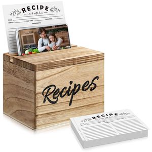 Boîte à recettes en bois naturel |   Travail artisanal soigné |   Fournisseur en gros - Product Image 1