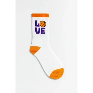 Lot de 3 chaussettes de basketball automne 100 % coton, coupe mi-haute, imprimées numériquement, brodées, antibactériennes pour joueurs de basketball - Product Image 1
