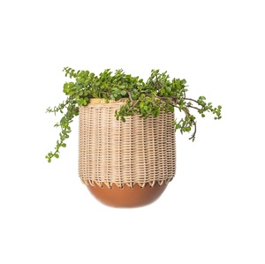 Handmade planters customized design & size decorative core planters Rattan weaved planters flower <b>pots</b> with metal base - Product Image 1