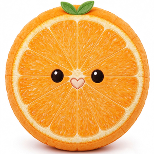 Peluche de rodaja de naranja, linda almohada de peluche de naranja, peluche de rodaja de naranja, cojín de peluche de fruta de naranja con nariz de corazón - Product Image 1