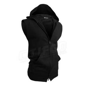 <b>Men's</b> Casual Winter <b>Sleeveless</b> <b>Hoodie</b> with Long Sleeves Simple Design Hooded Collar Pattern Type Solid Material Polyester/Cotton - Product Image 2
