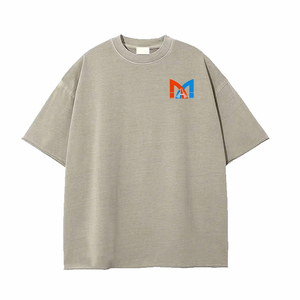 Camiseta tejida de algodón 100% informal para hombre, cuello redondo de 280gsm, manga corta, hombros caídos con gráfico en blanco, diseño cuadrado de gran tamaño sólido rápido - Product Image 4