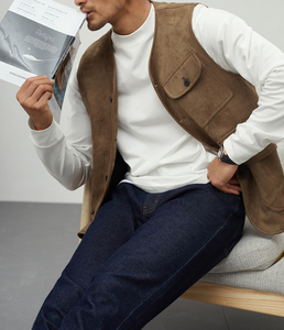 เสื้อกั๊กหนังสำหรับผู้ชายเสื้อกั๊กหนังระบายอากาศได้ดี - Product Image 6